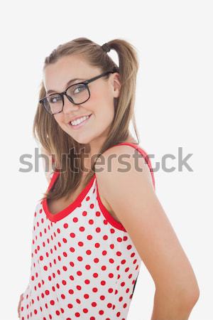 Portrait jeune femme verres posant blanche [[stock_photo]] © wavebreak_media