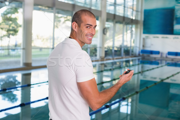 úszik edző stopperóra medence szabadidő központ Stock fotó © wavebreak_media