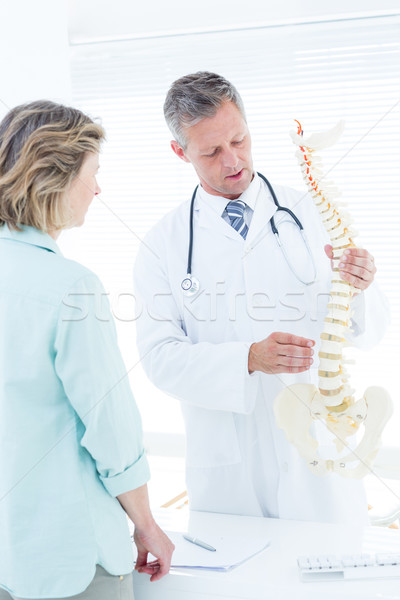醫生 談話 病人 顯示 脊柱 模型 商業照片 © wavebreak_media