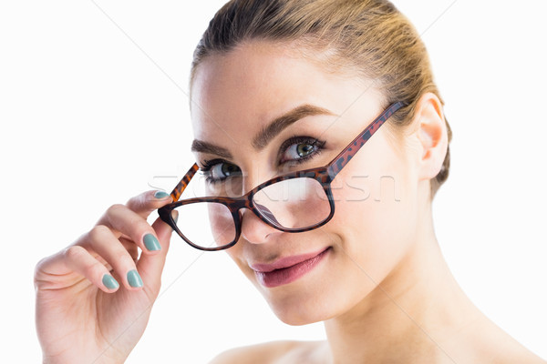 Porträt schöne Frau posiert Brillen weiß Stock foto © wavebreak_media