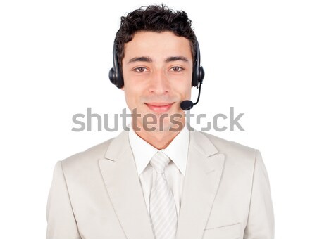 Anziehend Kundendienst Vertreter Headset weiß Business Stock foto © wavebreak_media