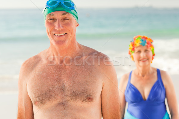 Plaj kadın kız gülümseme spor Stok fotoğraf © wavebreak_media