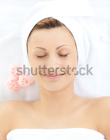 Aranyos nő fürdő mosolyog kamera test Stock fotó © wavebreak_media