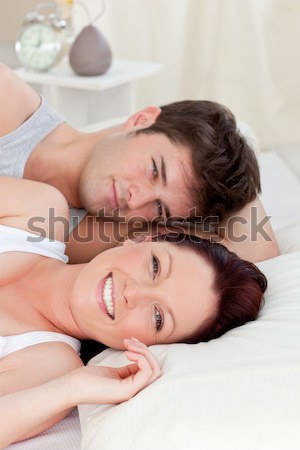 Man comforting his fiance in their bedroom Stock photo © wavebreak_media