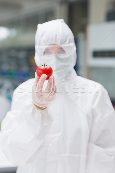Kadın ayakta laboratuvar domates Stok fotoğraf © wavebreak_media
