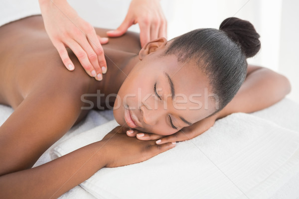 Hübsche Frau genießen Massage Frau Hände Stock foto © wavebreak_media