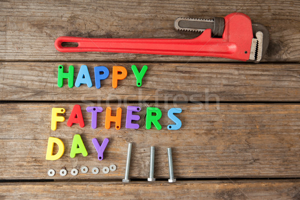 Jour de pères heureux blocs bois planche amour Photo stock © wavebreak_media