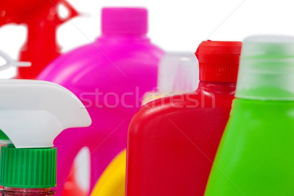 Various detergent containers arranged on white background Stock photo © wavebreak_media