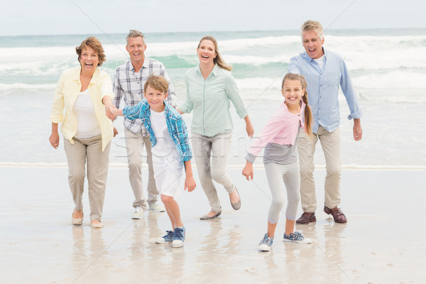 Többgenerációs család összes együtt tengerpart lány férfi Stock fotó © wavebreak_media