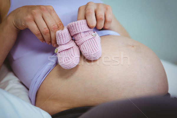 Stockfoto: Zwangere · vrouw · buil · slaapkamer · vrouw