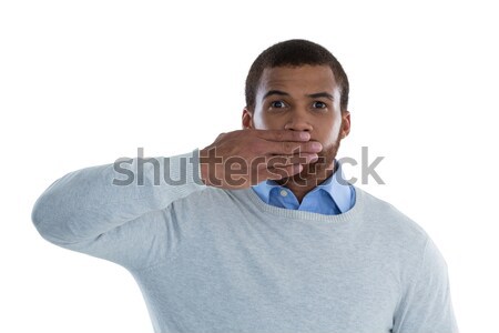 Férfi igazgató befogja száját kéz fehér üzlet Stock fotó © wavebreak_media