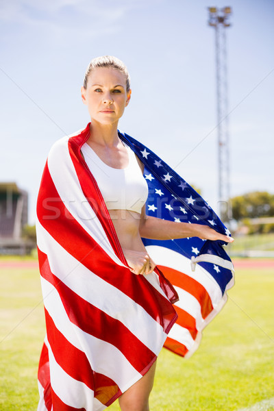 Ritratto femminile atleta bandiera americana stadio donna Foto d'archivio © wavebreak_media