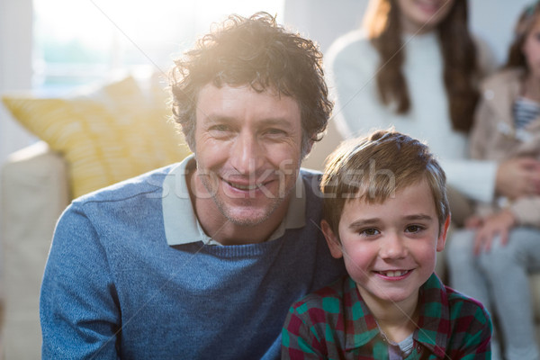 肖像 父から息子 笑みを浮かべて ホーム 少女 男 ストックフォト © wavebreak_media