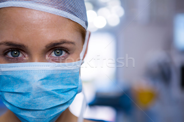 Foto stock: Retrato · femenino · cirujano · mascarilla · quirúrgica · operación