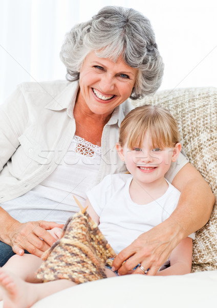Nagymama segít kislány lány boldog munka Stock fotó © wavebreak_media