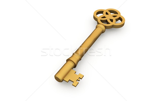 Stock photo: Digitally generated shiny gold key