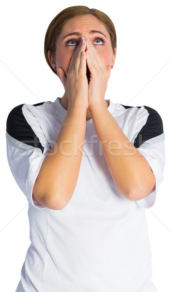 Ziemlich Fußball Fan schauen nervös weiß Stock foto © wavebreak_media