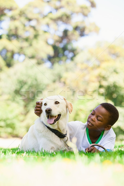 Cute peu garçon labrador chien [[stock_photo]] © wavebreak_media