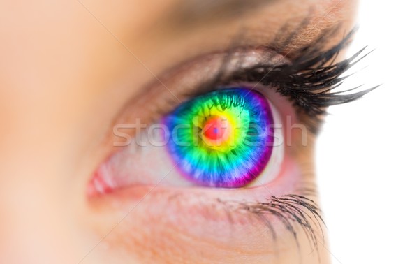 Stockfoto: Psychedelic · oog · naar · vooruit · vrouwelijke · gezicht