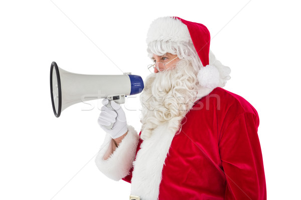 Stock photo: Santa claus speaking on megaphone