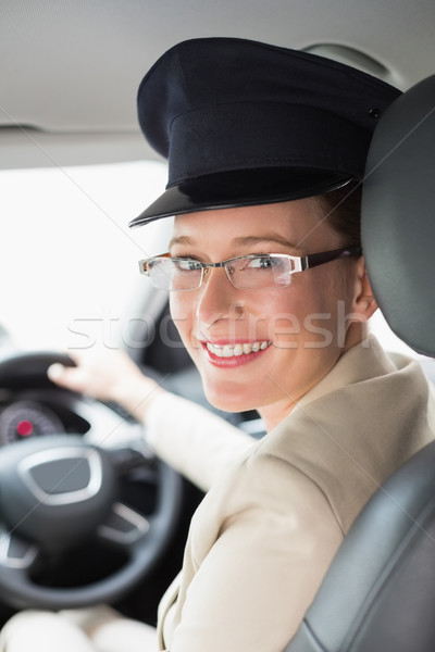 Kierowca uśmiechnięty kamery samochodu kobieta szczęśliwy Zdjęcia stock © wavebreak_media