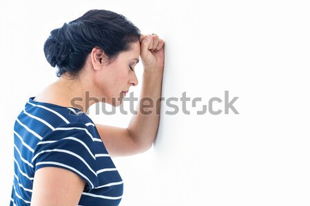 [[stock_photo]]: Triste · femme · mur · blanche · Homme