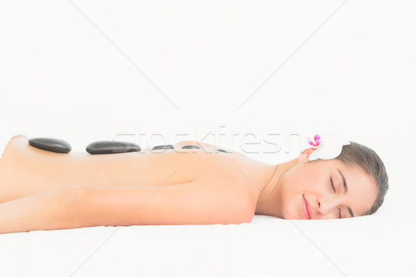 Stockfoto: Mooie · brunette · genieten · hot · steen · massage