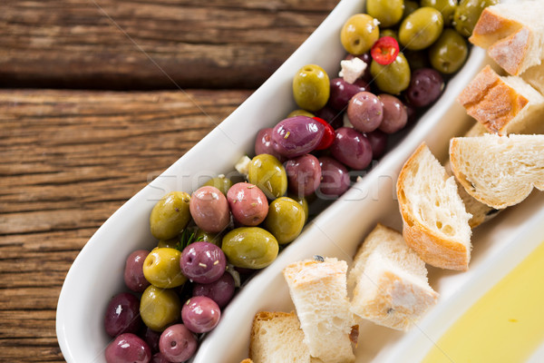Mariné olives pain pièces huile d'olive [[stock_photo]] © wavebreak_media
