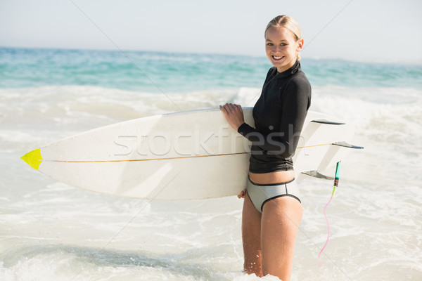 Mulher prancha de surfe praia mar Foto stock © wavebreak_media