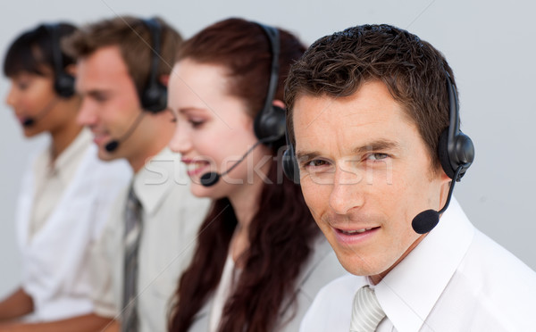 Anziehend Mann arbeiten Team Call Center Headset Stock foto © wavebreak_media