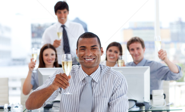 [[stock_photo]]: Réussi · équipe · commerciale · potable · champagne · bureau · affaires