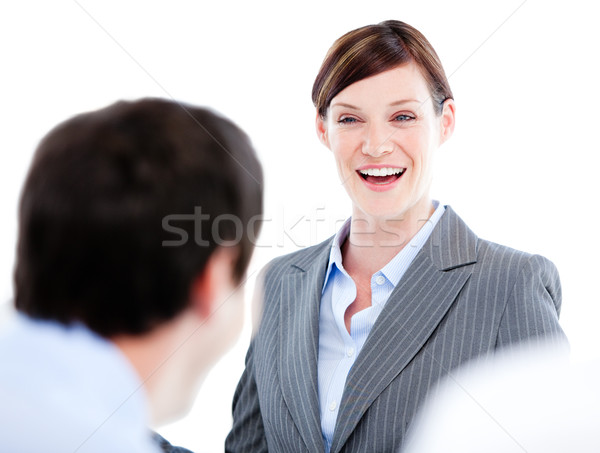 肖像 笑い 女性実業家 話し 同僚 会議 ストックフォト © wavebreak_media