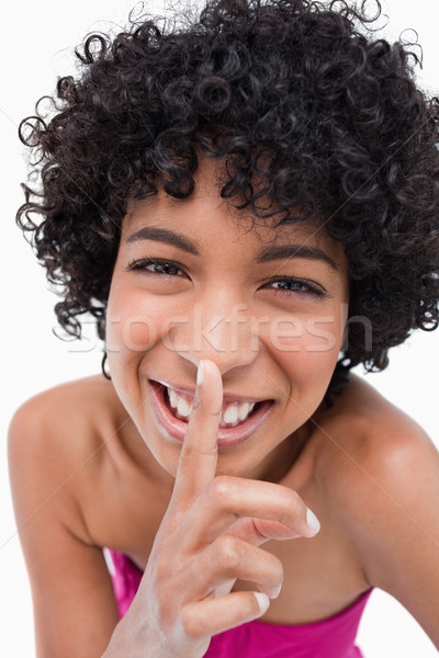 молодые Привлекательная женщина молчание смеясь рук Сток-фото © wavebreak_media
