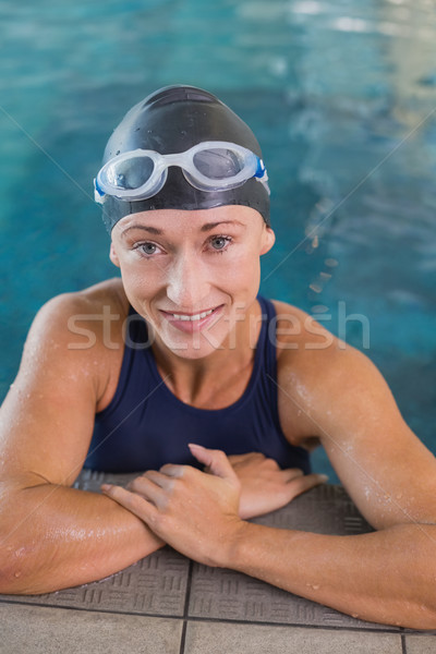 Stock foto: Porträt · weiblichen · Schwimmer · Pool · Freizeit · Zentrum