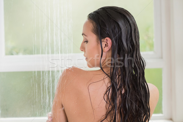 Mooie brunette douche badkamer naakt Stockfoto © wavebreak_media