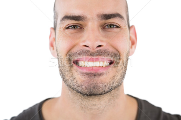Om zâmbitor alb portret securitate distracţie Imagine de stoc © wavebreak_media