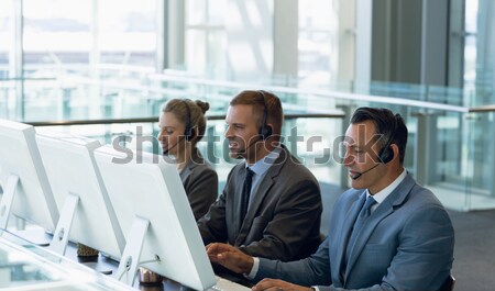 Stock foto: Geschäftsleute · stehen · Büro · Porträt · Frau · Mann