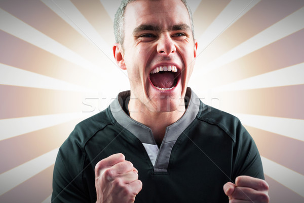 Composite image of excited rugby player yelling out Stock photo © wavebreak_media