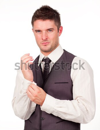 Сток-фото: молодые · бизнесмен · одевание · привлекательный · костюм · галстук