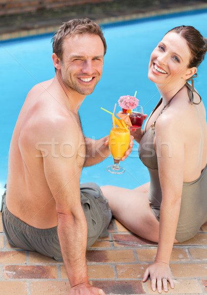 快樂 情侶 飲用水 雞尾酒 水 微笑 商業照片 © wavebreak_media