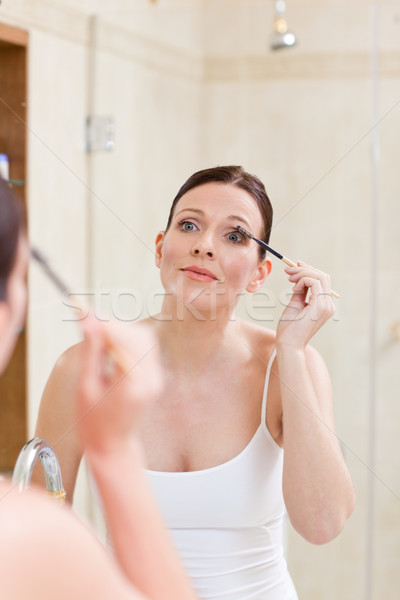 Frau Wimpern Hand Lächeln Auge Frauen Stock foto © wavebreak_media