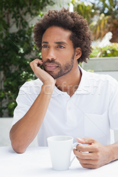 Figyelmes férfi kávé kívül kávéház férfi Stock fotó © wavebreak_media