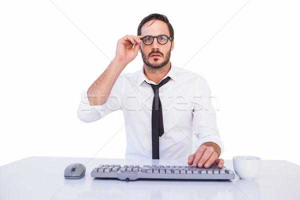 Business Arbeitnehmer Lesebrille Computer weiß Mann Stock foto © wavebreak_media