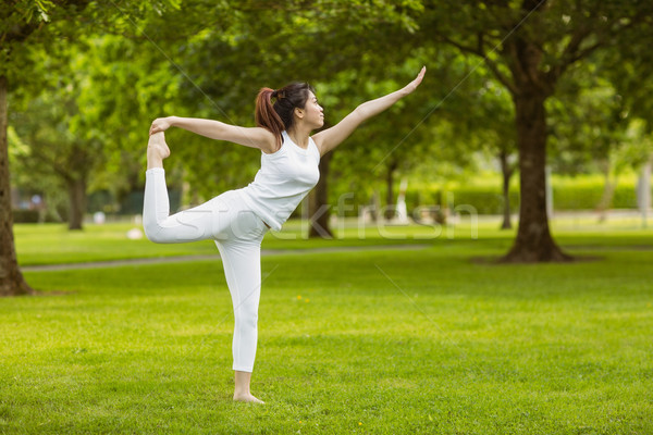 Toned woman doing stretching exercises in park Stock photo © wavebreak_media