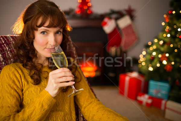 довольно шампанского диване Рождества Сток-фото © wavebreak_media