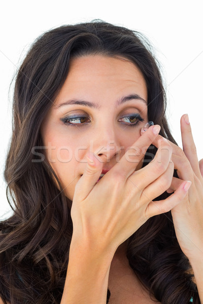 [[stock_photo]]: Joli · brunette · lentilles · de · contact · blanche · heureux · Homme