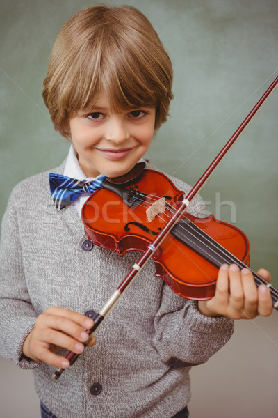 Stock fotó: Portré · aranyos · kicsi · fiú · játszik · hegedű
