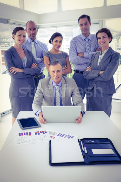бизнес-команды заседание служба человека счастливым технологий Сток-фото © wavebreak_media