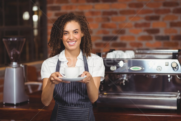 Gülen barista fincan kahve portre Stok fotoğraf © wavebreak_media