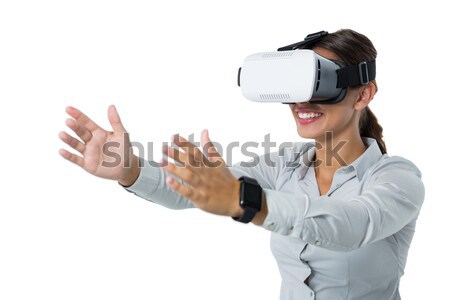 Női igazgató virtuális valóság headset fehér Stock fotó © wavebreak_media